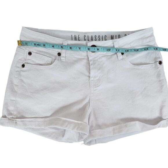 Cotton On Jean Shorts Roll Up Hem Mid Rise Women 6 White Beach Festive Summer - Picture 4 of 6
